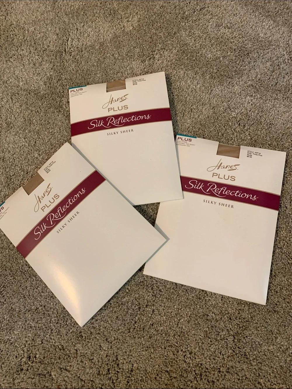 Hanes Plus 3 Pk Silk Reflections Silky Sheer Hosiery Size 3 Plus NEW Color Nude